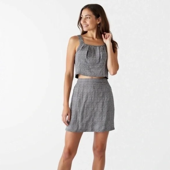 Japna Black White Gingham Two Piece Set Medium | Crop Top Mini Skirt NWT - Picture 16 of 16